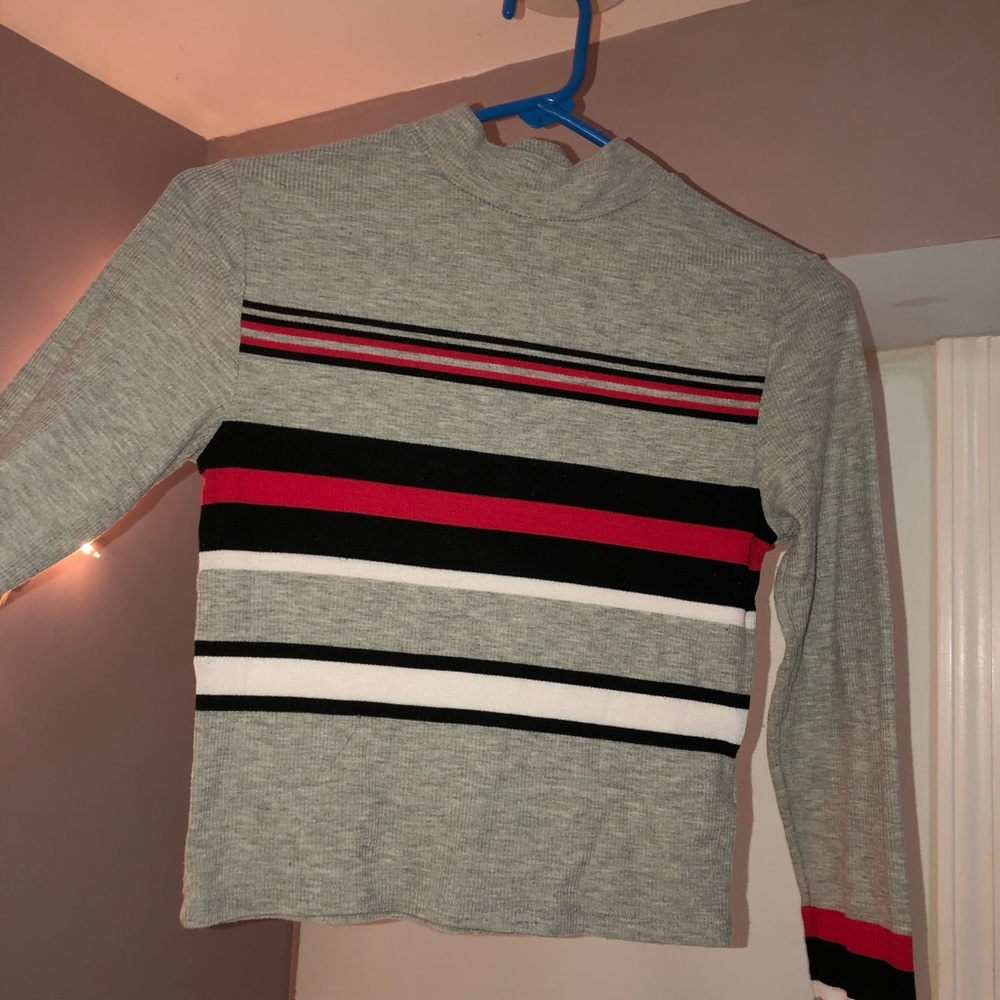 Striped long sleeve crop top (not too cropped)